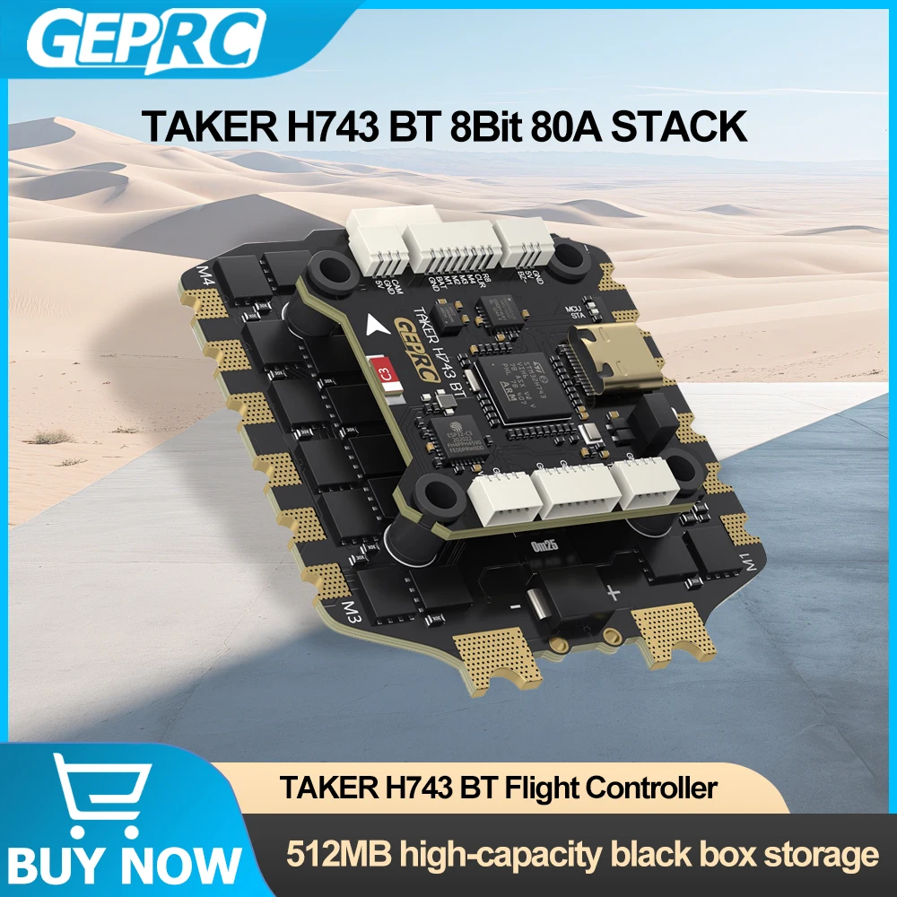 GEPRC TAKER H743 BT 8Bit 80A STACK Dual Gyro 512MB Black Box Data Analyze Record  H80_BLS 80A 4IN1 ESC H743 FC for FPV Drones