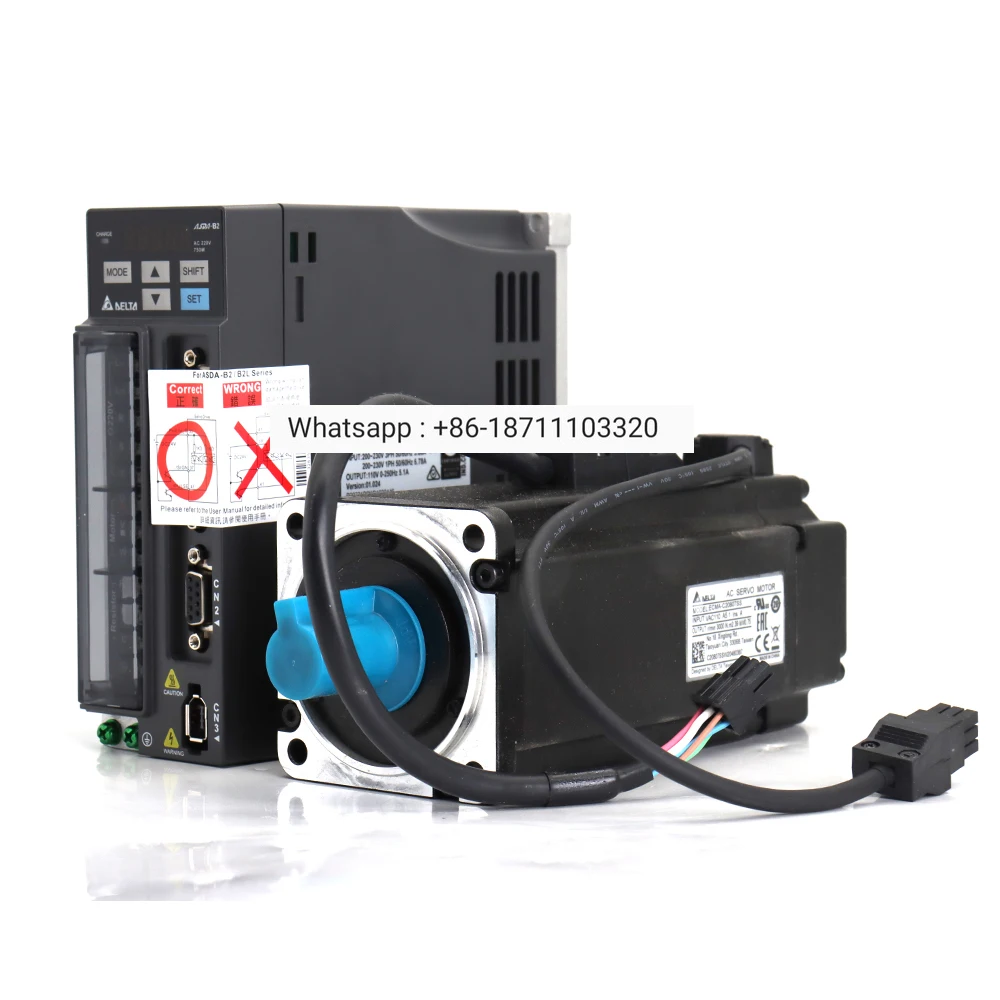 

B2-0721-B+ECMA-C20807SS+3M Wire B2 Series For CNC router Automation 2.39N.M 5.1A 750W 220V AC Servo Motor Driver