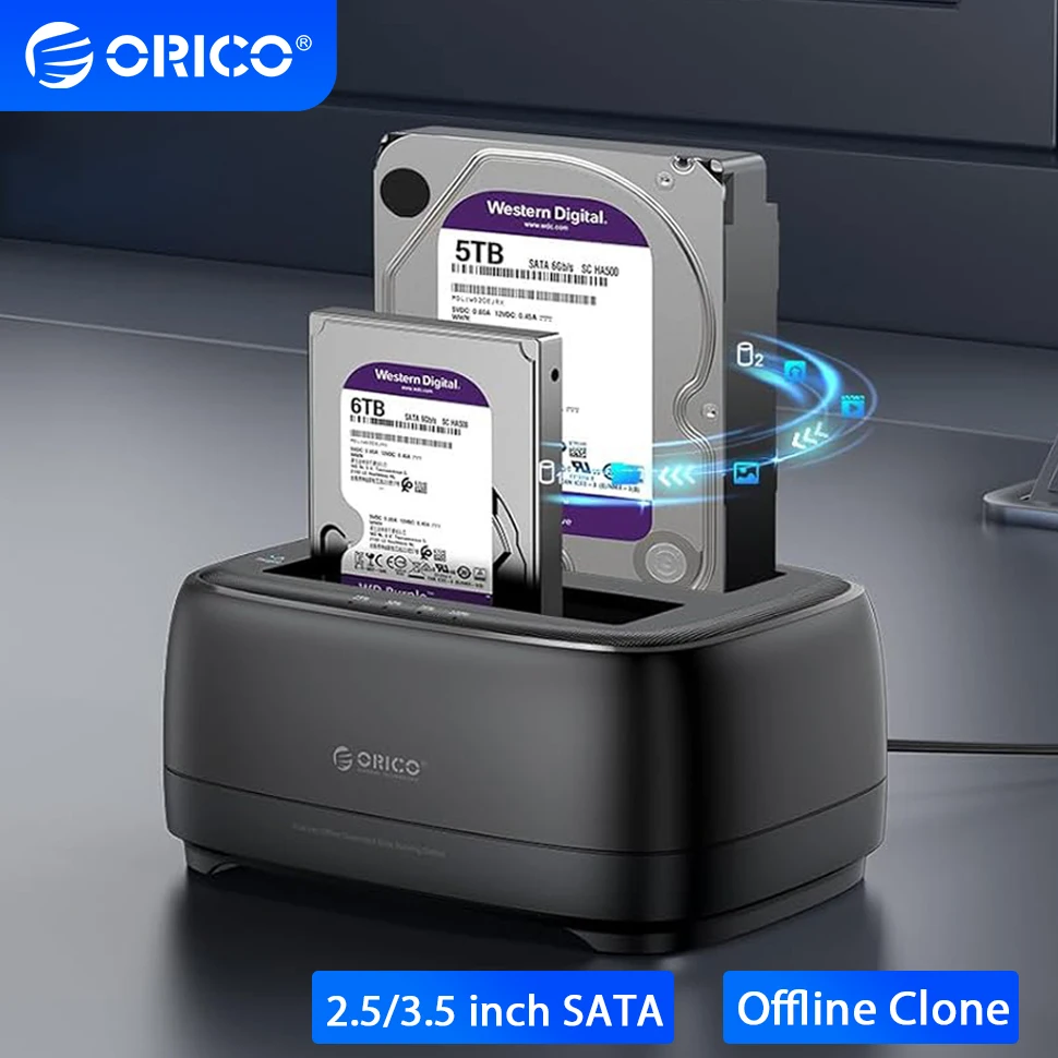 ORICO SATA HDD SSD 인클로저 하드 드라이브 도킹 스테이션, 2...
