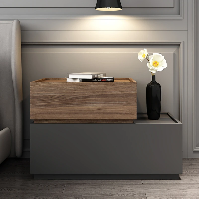 

Italian Simple Ins Style Simple Modern Light Luxury Wood Color Creative Small Bedroom Bedside Cabinet