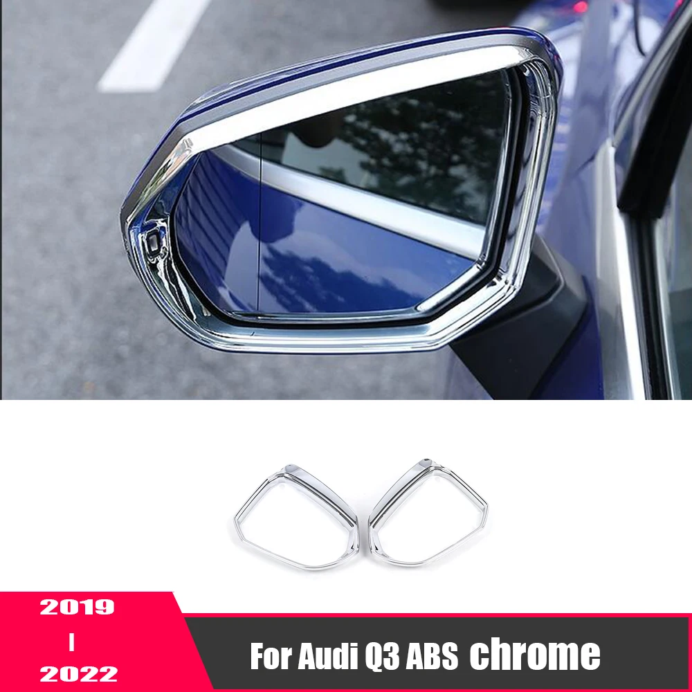 

ABS Chrome For Audi Q3 2019 2020 2021 2022 Accessories Car rearview mirror block rain eyebrow Sticker Cover Trim Car Styling