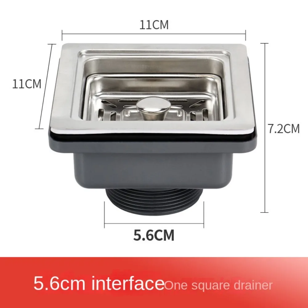 Stainless Steel Sink Square Drainer Sink Drain Filter With Removable Basket Pipe Mop Pool Strainer Sewer