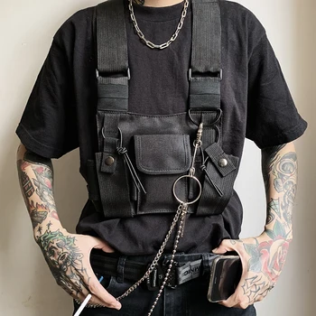 Ms Fashion Borsa tattica per petto Funzione Diablo Borsa per petto funzionale Streetwear Borse Hip Hop Gilet regolabile Confezione Kanye West