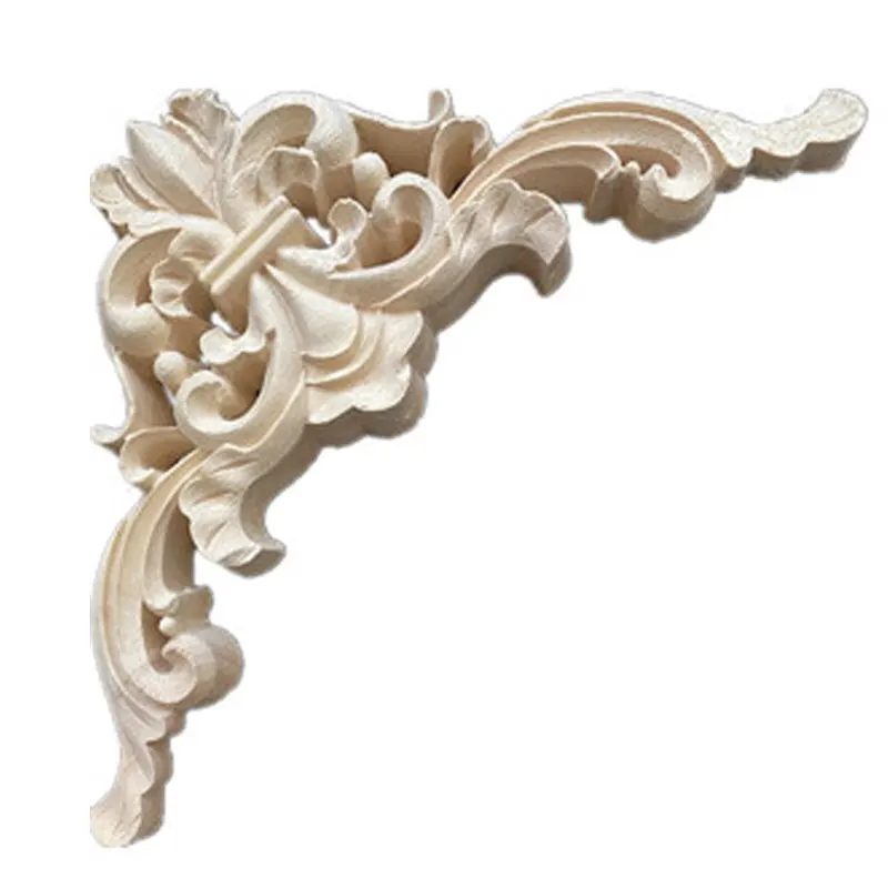 

16 см Цветочная деревянная резная угловая аппликация, деревянная резьба, наклейка, мебель, аксессуары для украшения стены и дома