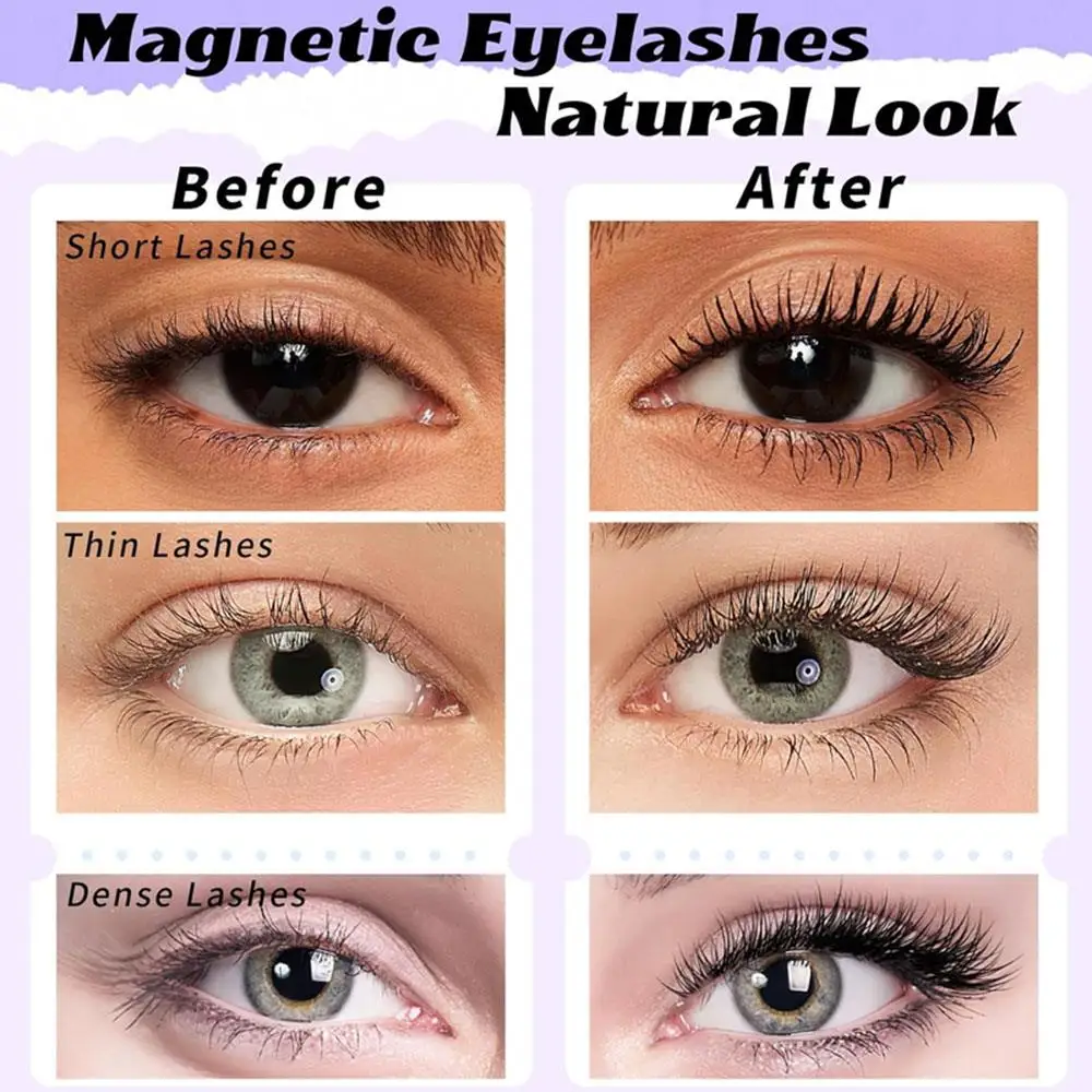 3d Magnetic Eyelashes Kit Multi-style Magnetic False Eyelashes Daily Eye Makeup False Supplies Easy To Wear 2 Pairs