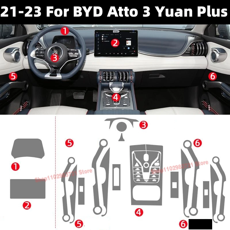 

Tpu Transparent Film For BYD Atto 3 Yuan Plus 2021-2023 Car Interior Stickers Center Console Gear Door Panel Car Accessory