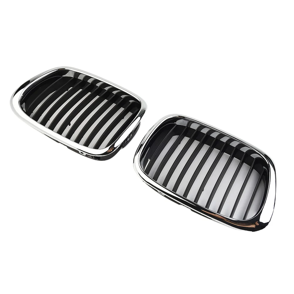 

Black Grilles Replacement Mesh Bumper For BMW E39 1998-2003 For Sedan 525 530 535 540 M5 Chrome Silver outline