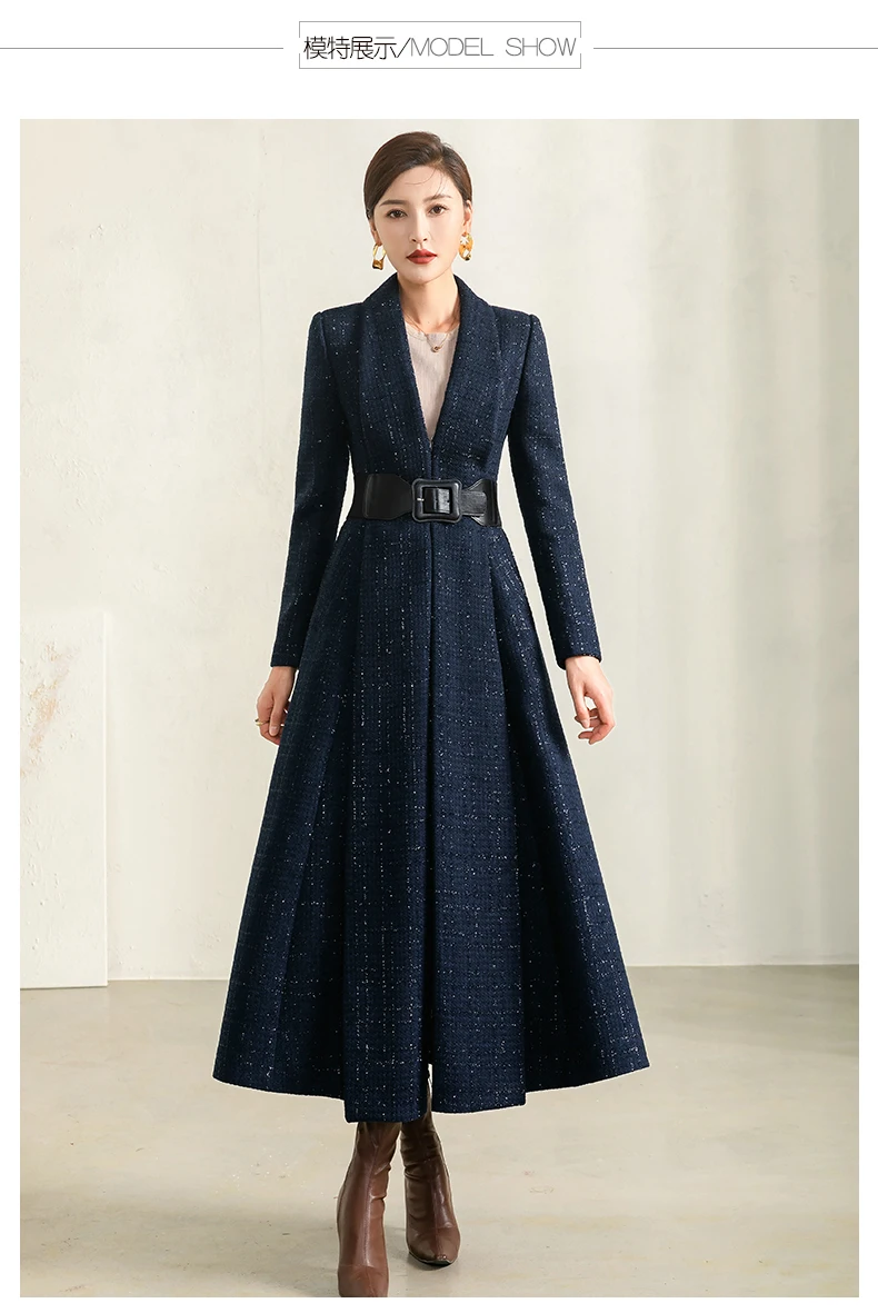 Blue Plaid Wool Coat Image 8