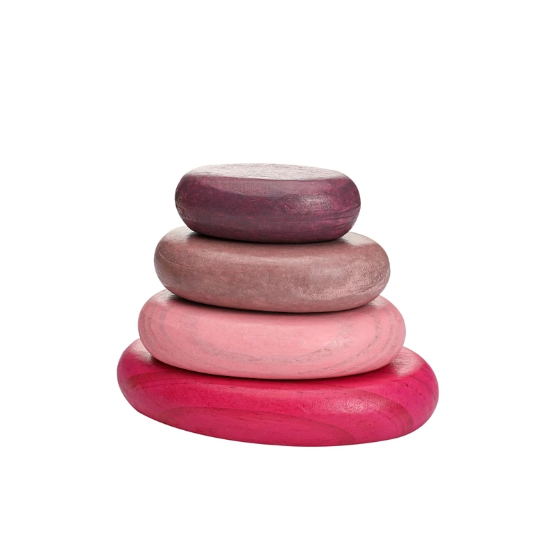 Wooden Rainbow Stones Building Blocks Colorful Wood Toy Block Stacker Balancing Games Montessori Educational Toys for Children