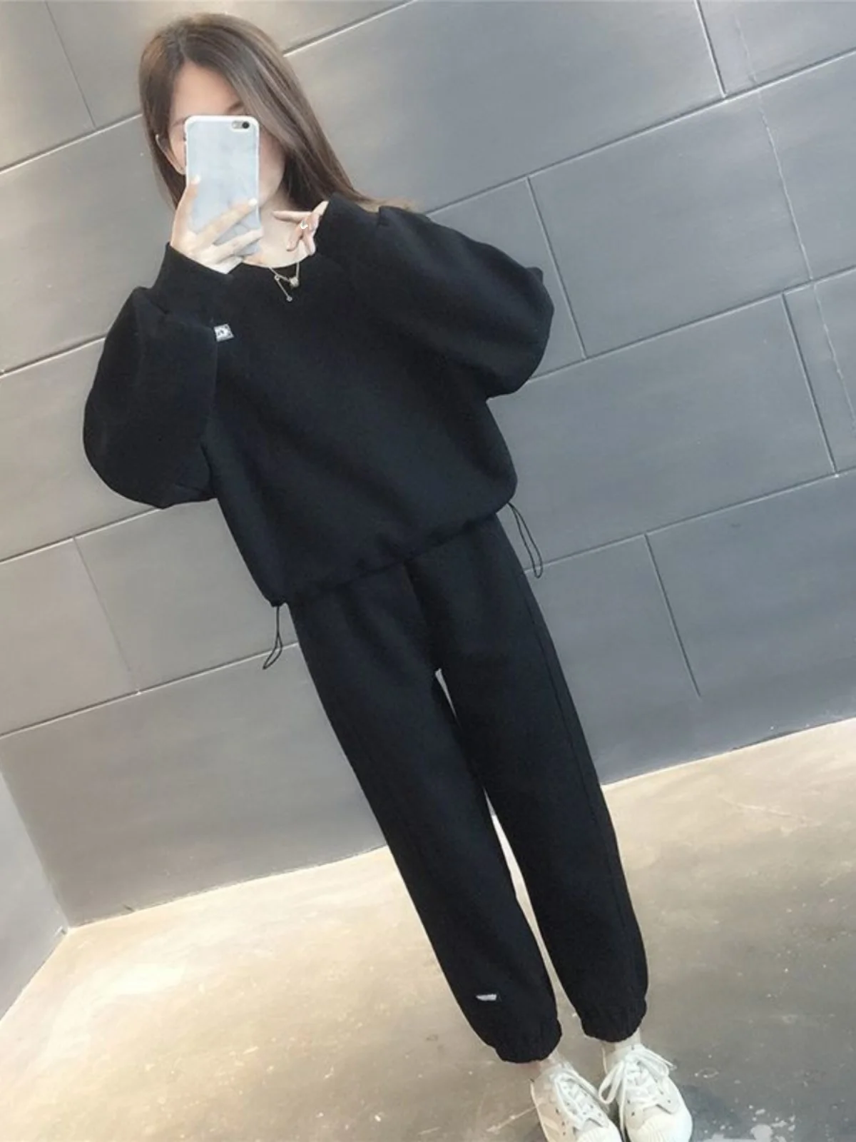 Casual Sportswear Set Women's Spring Autumn New Fashion Loose Sweatshirt Pants Running Two Piece Set Comfortable Cotton round... - 4