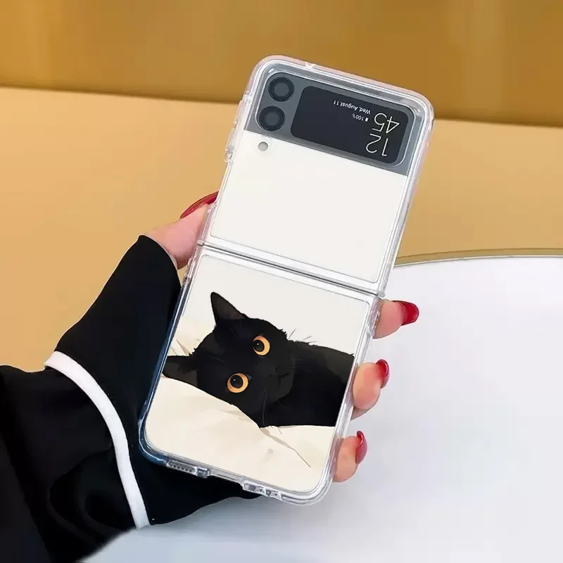 Cute Cartoon Black Cat Transparent Phone Case - Clear Cover s Shell
