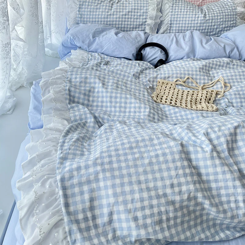 طقم مفارش سرير دانتيل بطبقتين ، طراز الأميرة الكور...