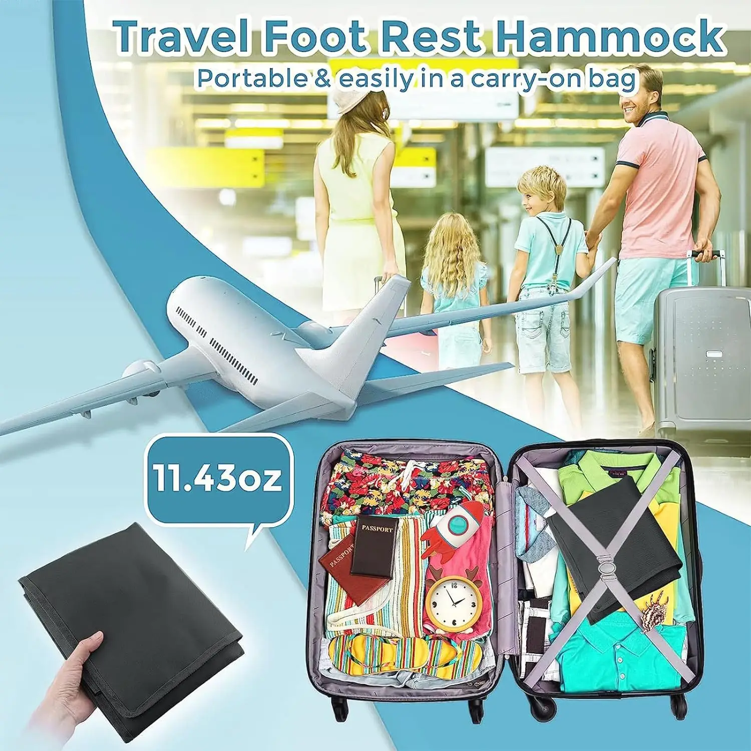 Toddler Airplane Bed, Portable Travel Bed Airplane Footrest for Kids, Foldable Bed,Travel Rest Pad for Kids