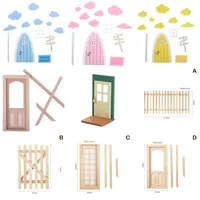 1/12 Door Mouse Perez For Wall Scale Miniature Interior Wooden Door DIY Dollhouse Furniture Doll House Accessories 2