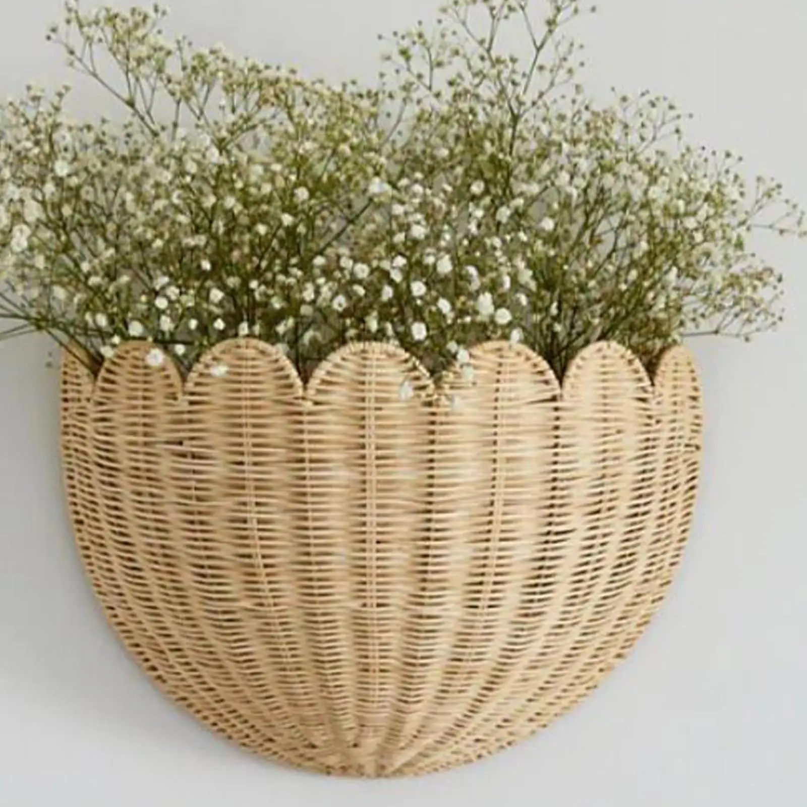 Woven Wall Hanging Basket Kitchen Imitation Rattan Decorative Magazines Storage for Planter Bathroom Towels Balcony Restaurant