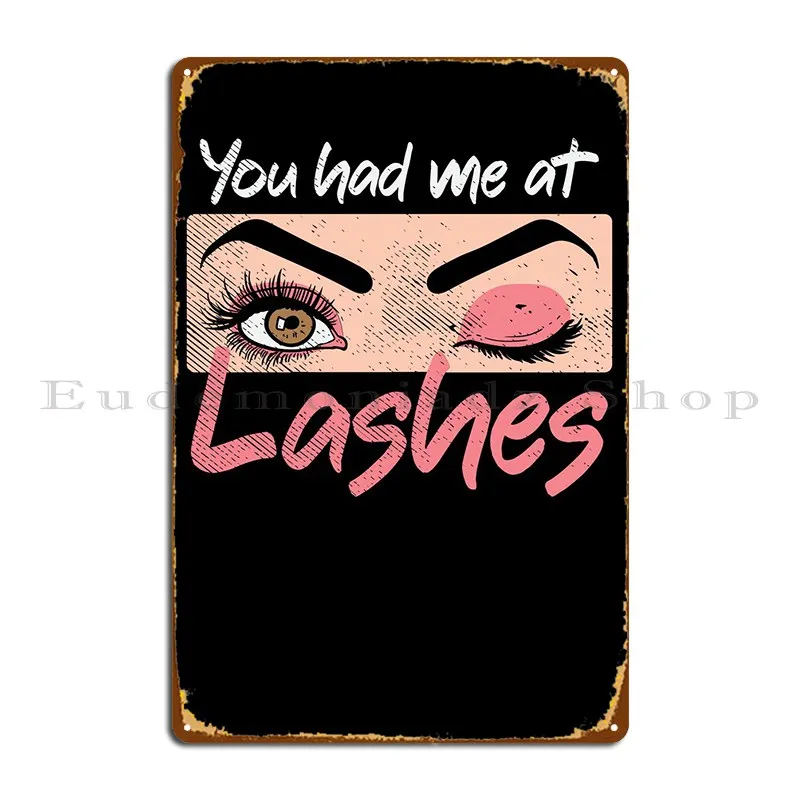 

Металлический Настенный декор You Had Me At Lashes, персонализированный Печатный кинотеатр, жестяной плакат