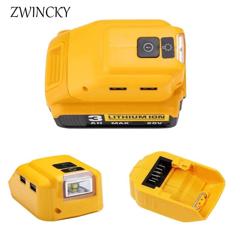 Substituição Original Dcb090 Conversor da Fonte de Alimentação para Dewalt 20v Max 18v Bateria Adaptador com Usb Duplo dc 12v Conduziu a Luz do Trabalho a