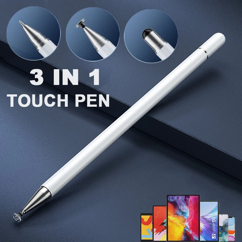 3 Penne Touch Screen 2 In 1 A Doppia Punta - Compatibili Con Tutti I Dispositivi - Colori Sfumati