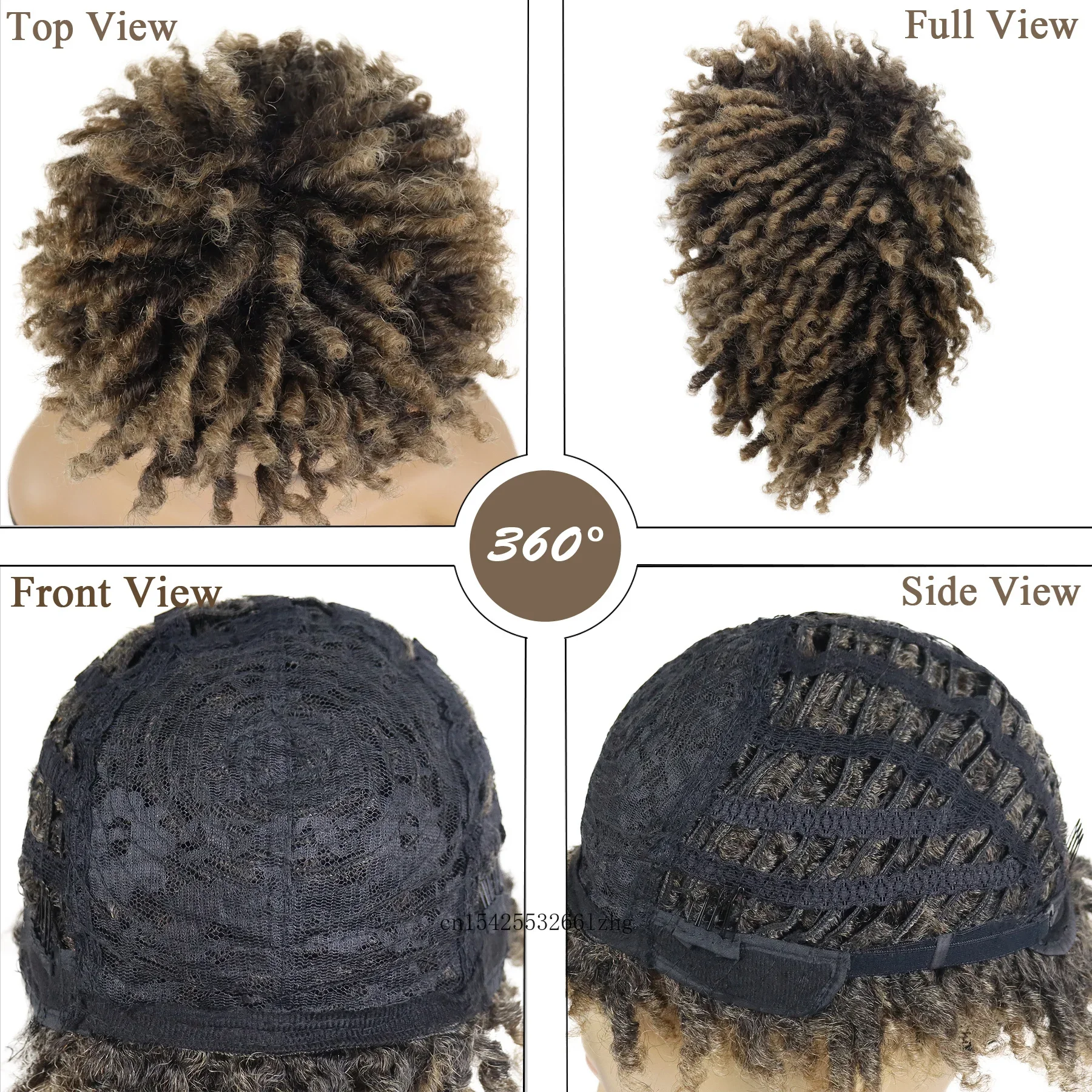 GNIMEGIL Synthetic Braided Wig for Women Locs Crochet Twist Hair Short Afro Ladies Dreadlock Light Brown Daily Curly Cool Girls