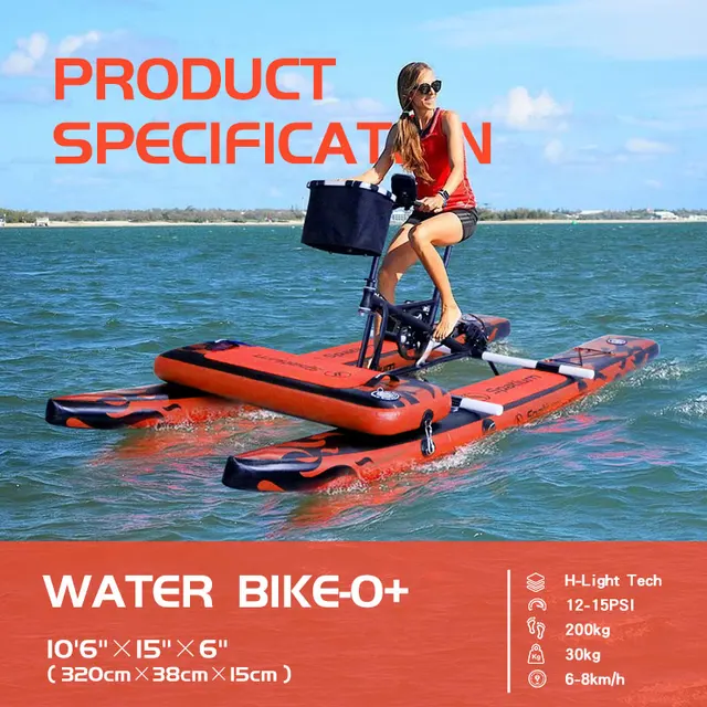 US/AU/ES Shipping Spatium Water Bikes Portable Inflatable Fishing Water Bike Pedal Bike Boats +Mat Water Sports For 1-2 People 2