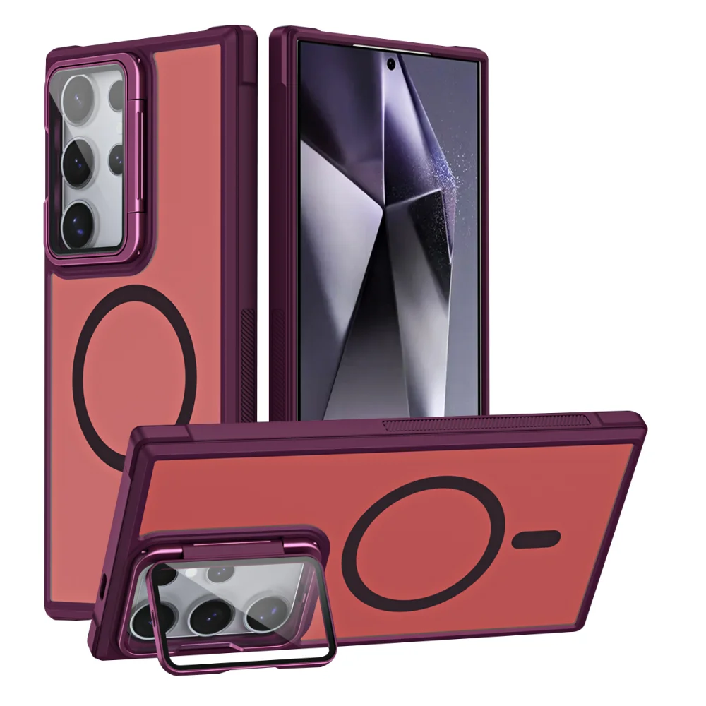 Luxury Magnetic Shockproof Case with Concealed Bracket and Acrylic Lens Protection Cover