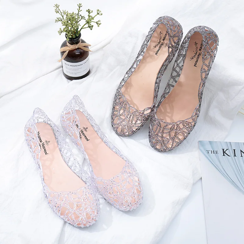 

Women Sandals Summer Casual Sandals Hollow Breathable Shoes Fashion Round Toe Shoes Crystal Jelly Nest Crystal Slippers Shoes