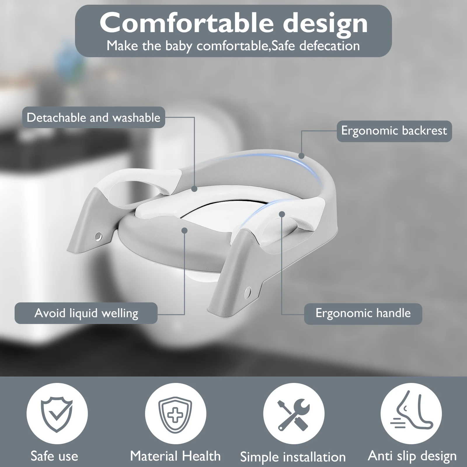 Description Picture 4 of itemChildren's Toilet Seat Stairway Adjustable Baby Toilet Folding Stand Step Stool Toilet Seat Ring with Nonslip Pad for Boys Girls