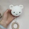 Handmade Crochet Bear Animal Head Knitting Rattle With Music DIY Baby Infant Newborn Teether Sensory Toy 4