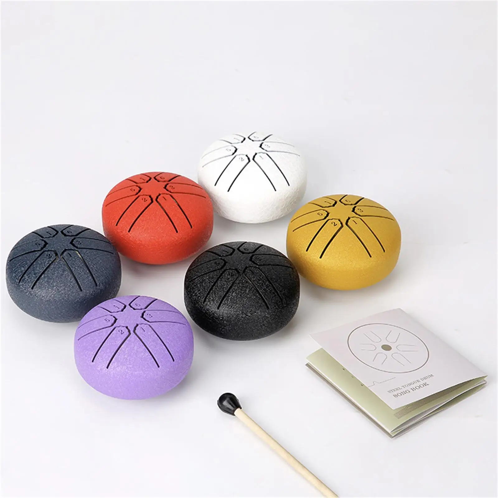 3-Inch 6-Tone Steel Tongue Drum Mini Hand Pan Set with Drumsticks & Song Book, Ideal for Beginners & Music Lovers, Percussion