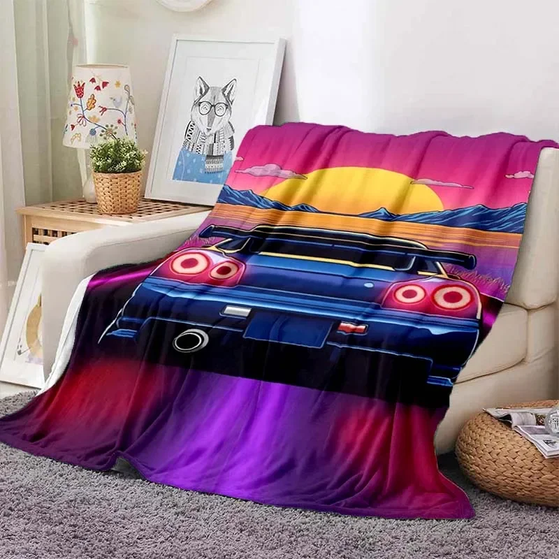 Famous Sports Car G-gTR Racing Blanket Outdoor Travel Portable Four Seasons Camping Picnic Adult Shawl Blanket Photography Props 6