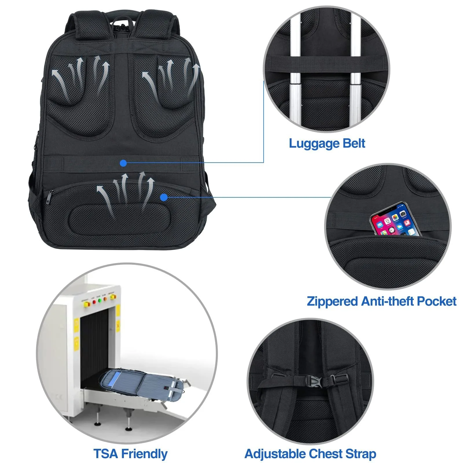 Men's Backpack Computer Backpack Large Capacity Multi-function Usb Backpack Business Laptop Travel Laptop Bag Student Backpack 4