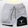 Men's Sports Shorts Anime Death Note Printing GYM Casual Sport Compression Shorts Workout Running Mesh 2 in 1 Shorts Rashgard 6