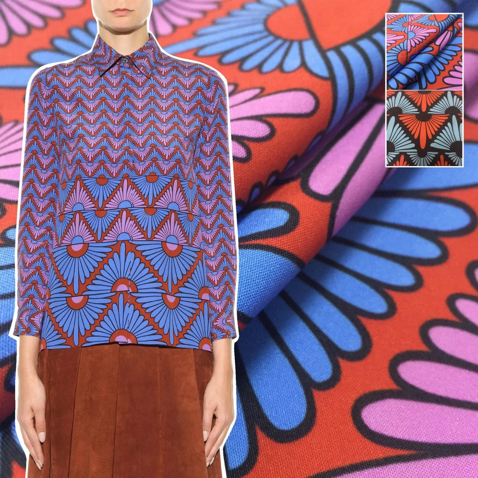 ItalianLuxuryBrand100PolyesterPrintedFabricClothFabricsfor