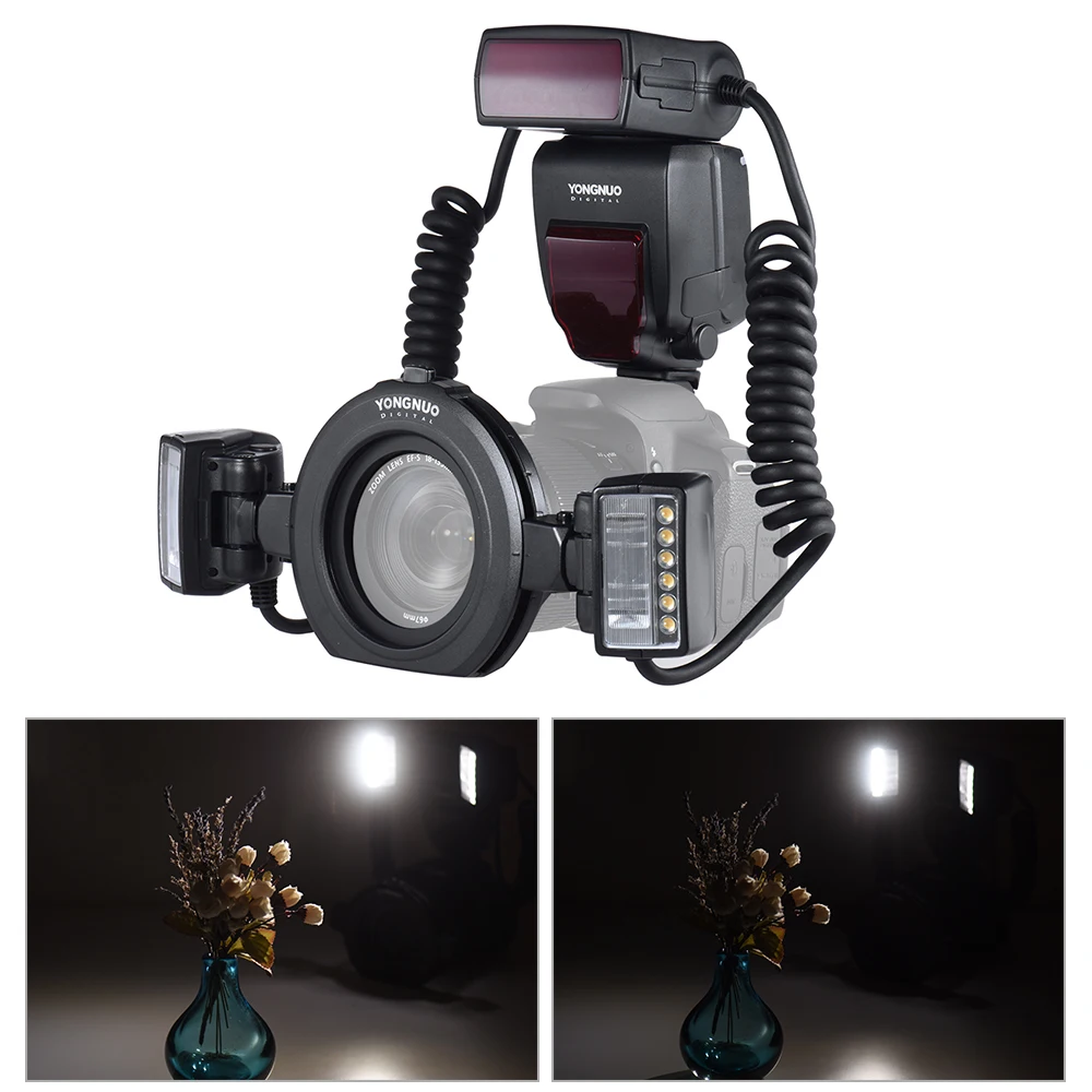 YONGNUO YN24EX Flash Speedlite 5600K with 2pcs Flash Heads and 4pcs Adapter Ring