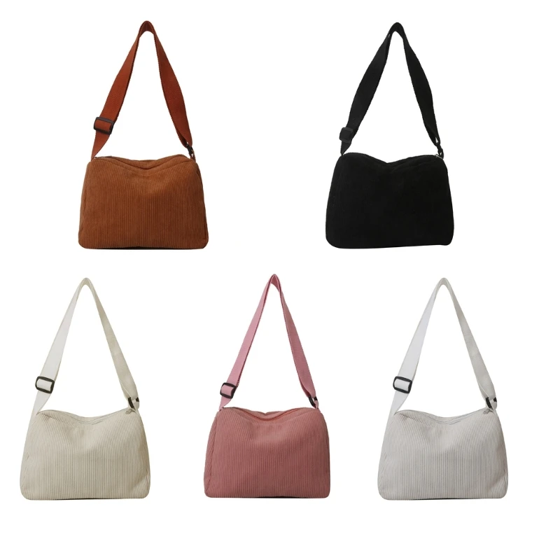 

Contemporary Corduroy Sling Bag for Ladies Versatile Shoulder Bags with Zipper