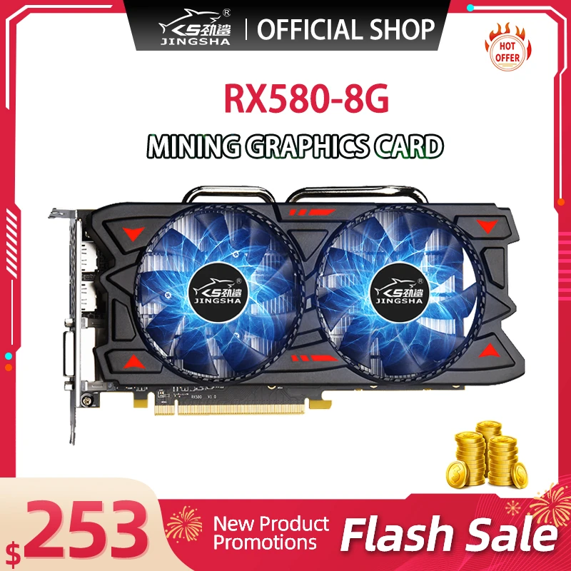 graphics card for desktop JINGSHA Video Card RX 580 8GB 256Bit 2048SP GDDR5 Graphics Cards For AMD Radeon RX 580 Series VGA Cards RX580 8G DisplayPort good video card for gaming pc