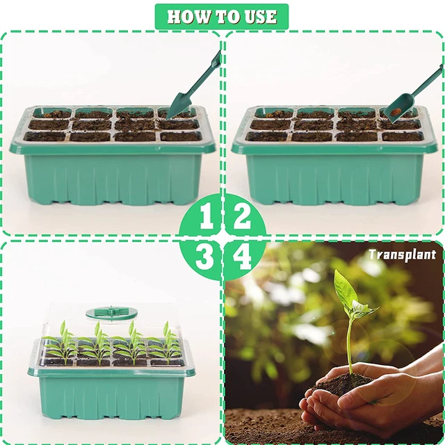 2-5 Csomag 12 Cella Tálca Palack Készlet Kupolával És Könnyű, Vetőmag Indító Tálcával Növekvő Tálcák Páratartalom Állítható Növényi - Image 4