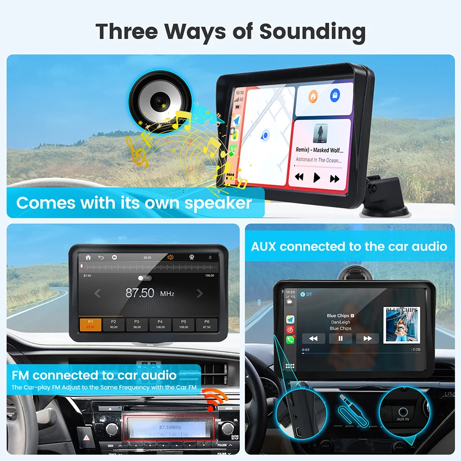 Monitor touchscreen universale da 9 pollici per auto con supporto Wireless Carplay Android Auto, telecamera di retromarcia HD, lettore multimediale e Smart Host - immagine 2