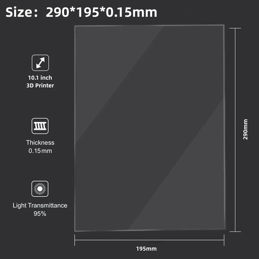 5 Stuks FEP-Film 10 Inch 290*195mm voor ELEGOO Saturn 3 Series Saturn 2 0.15mm UV-Resin 3D-Printers Release Films FEP-plaat LCD