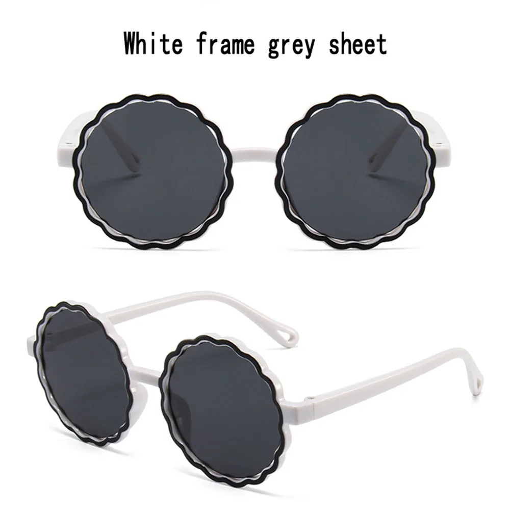 iboode Retro Round Frame Wave Children's Sung Fashion Contrast Color Flower Shape Boys Girls Outdoor Shading Sun_voghion.com