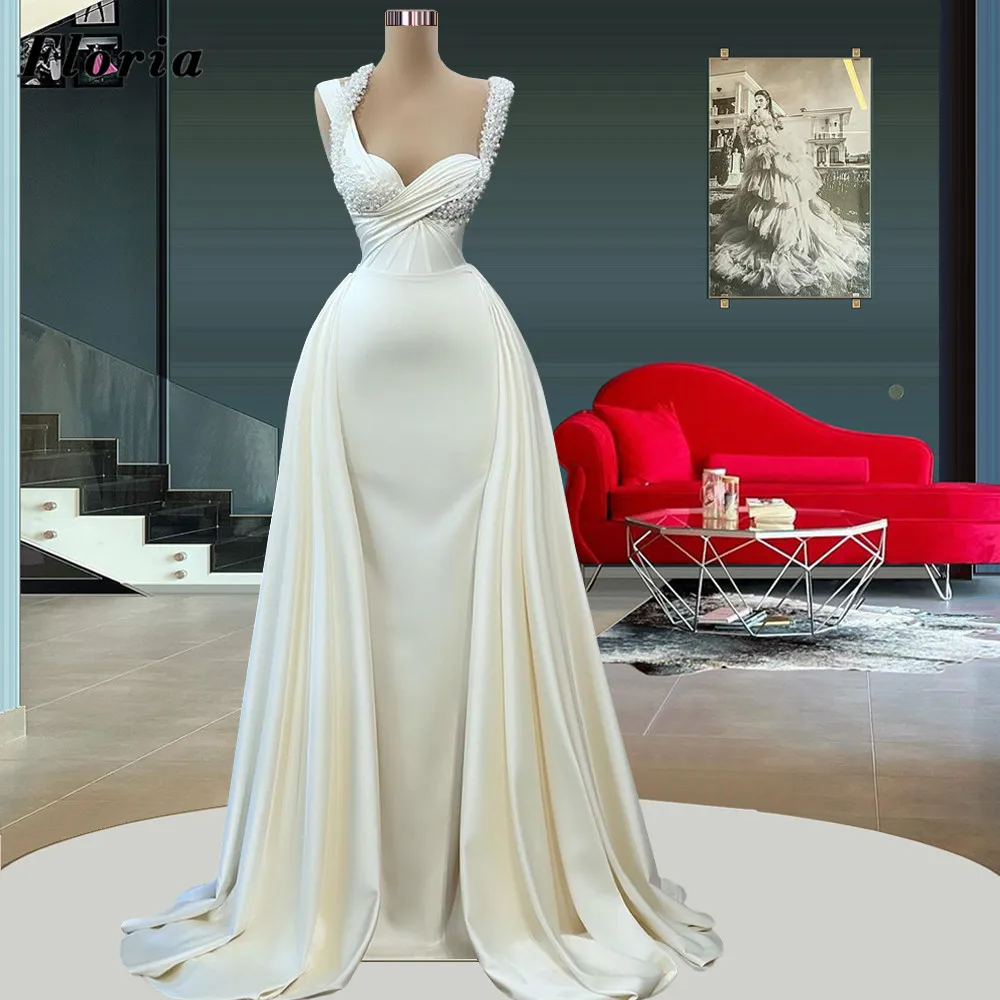 

Роскошные белые вечерние платья Floria для свадьбы, модель 2022 года, арабское длинное атласное платье Дубая для выпускного вечера, платье для турецкой помолвки
