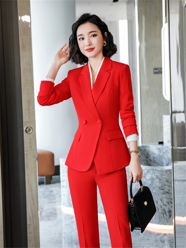 Trajes elegantes para mujer, conjunto de pantalones y Blazer Formal, trajes  de negocios de 2 piezas para oficina, conjuntos de traje para mujer, otoño  2022 - AliExpress