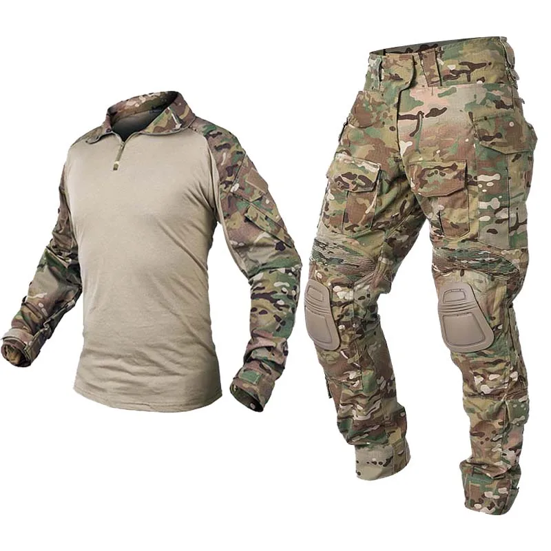 Tactical Suit Outdoor Paintball Work Uniform Combat Shirts Cargo Pants Knee Pads