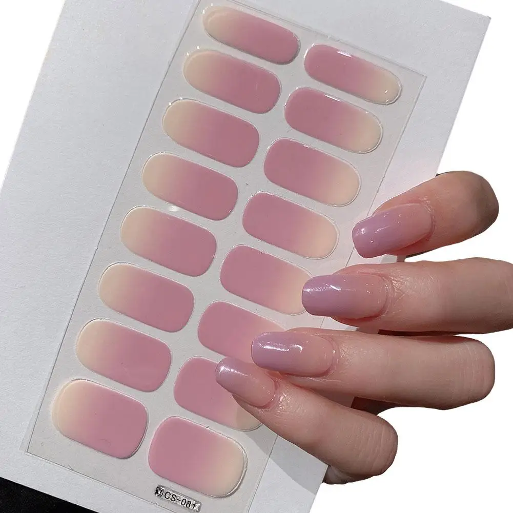 Semi-cured Gel Nail Stickers Solid Color 16 Colors