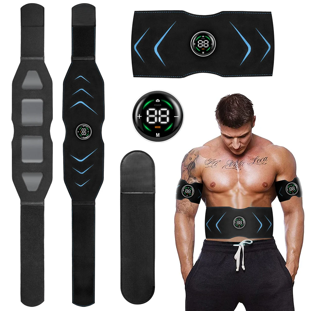 Stimulateur Musculaire Abdominal USB - Tonifiant Pour Abdos, Bras, Jambes - Affichage Numérique - Lot De 3 Pads