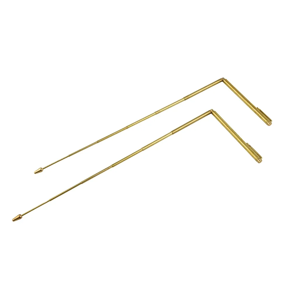 2Pcs Pure Copper Metal Detector Rod Flexible Water Witching Portable Dragon Seeking Divining Dowsing Rod Gold 3