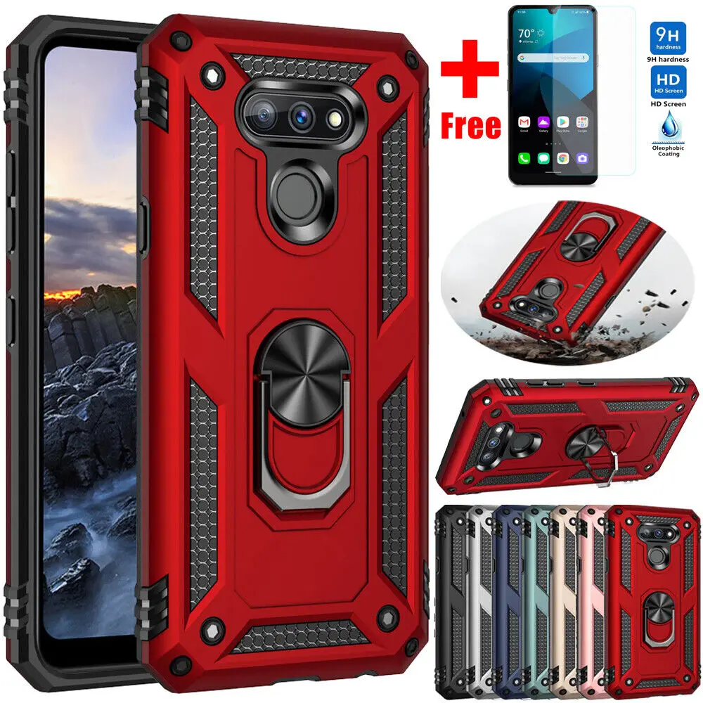 Per Lg Harmony 4/Xpression Plus 3/Premier Pro Plus/K41/K40S Custodia Antiurto Per Supporto Ad Anello Custodia Per Telefono Armatura + Vetro Temperato