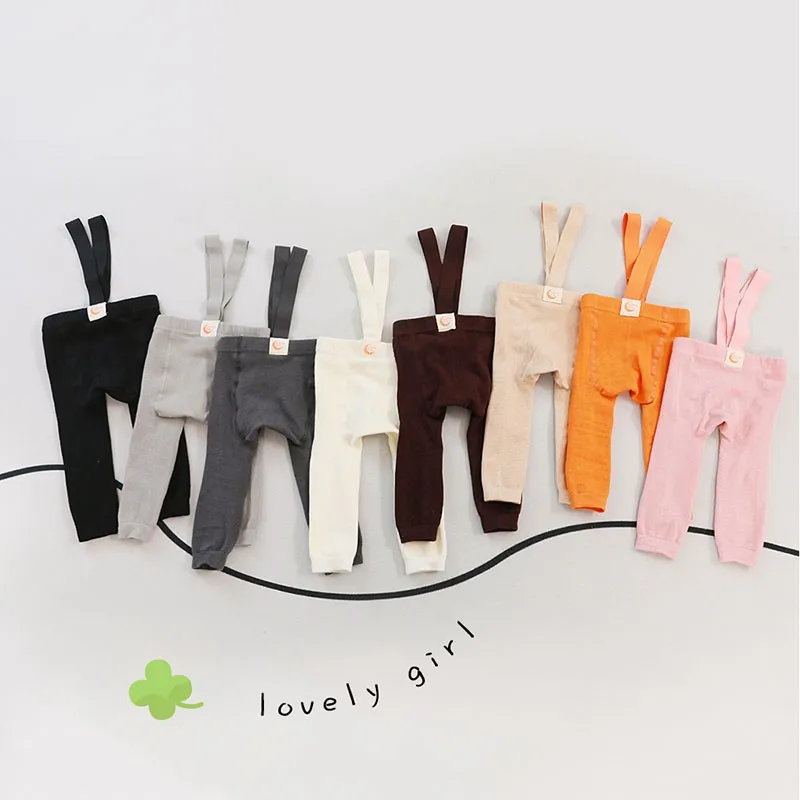 Baby Trousers Cotton Pants Baby Leggings Spring Fashion Boy Baby Solid High Waist Overalls Girl Children Cotton Leggings Infant Casual Suspenders Pants Kid Trousers