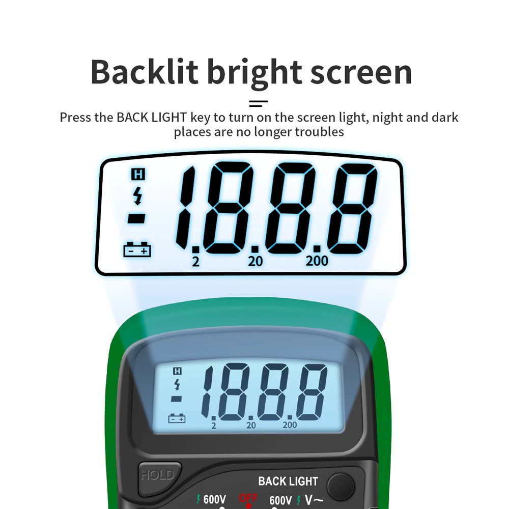 AN8205C Digital Multimeter AC/DC Ammeter Voltage Ohm Tester Thermocouple LCD Backlight Multimeter