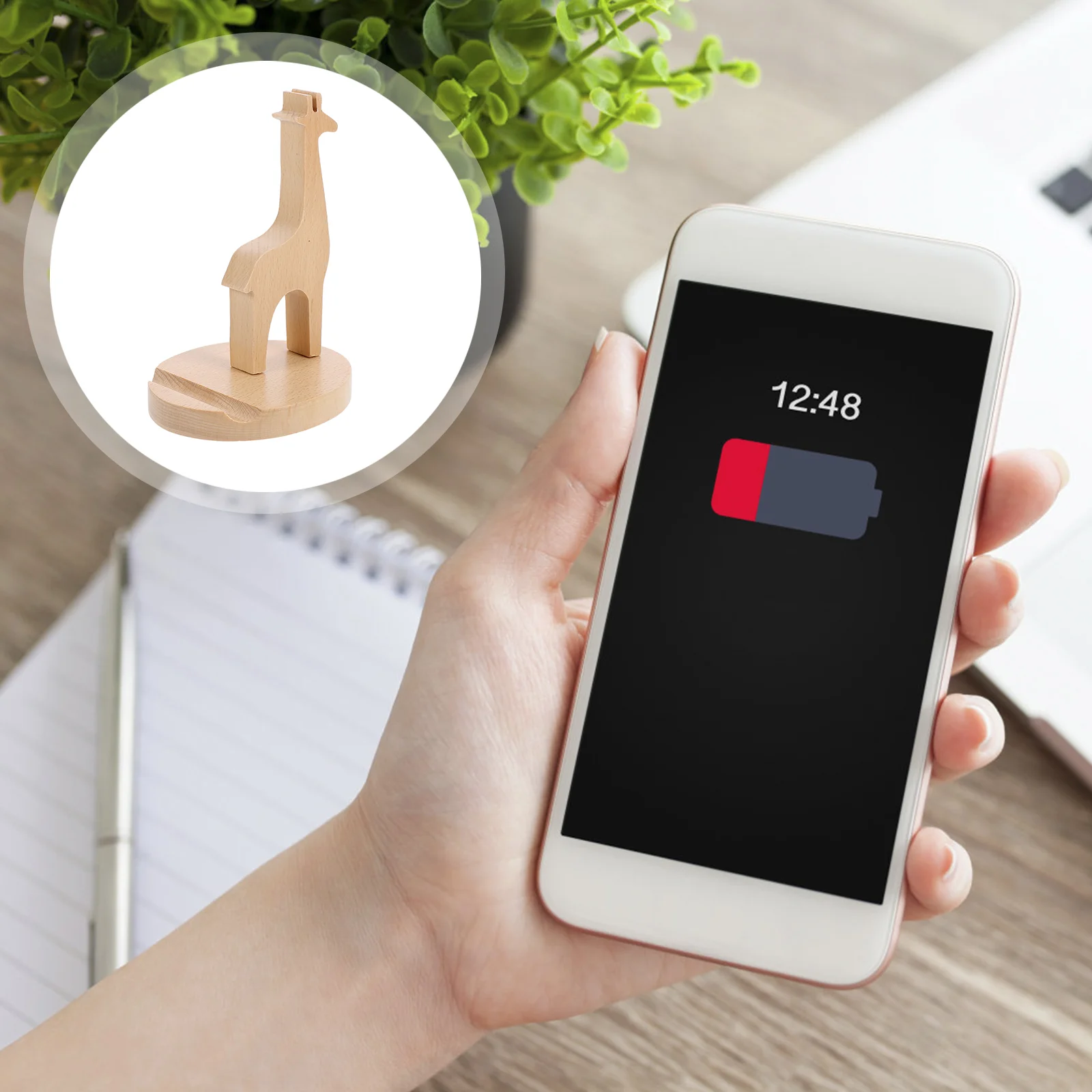 

Xiaolu Mobile Phone Holder Desktop Stand Wood Nightstand Wooden Cellphone Bracket